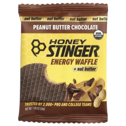 Honey Stinger, Energy, вафли с ореховой пастой, арахисовая паста и шоколад, 12 вафель по 30 г (1,06 унции)