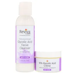 Крем с 10% гликолевой кислоты Reviva Labs и очищающее средство для лица, комплект