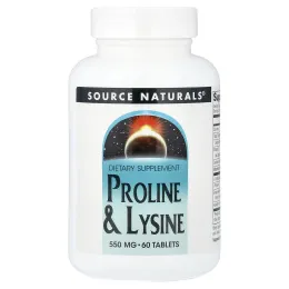 Source Naturals, пролин и лизин, 60 таблеток