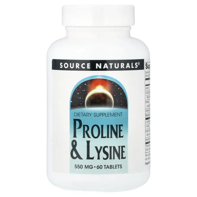 Source Naturals, пролин и лизин, 60 таблеток