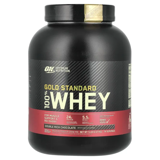 100% WHEY Gold Standart Optimum Nutrition протеиновая сыворотка со вкусом молочного шоколада, 5 фунтов (2,27 кг)