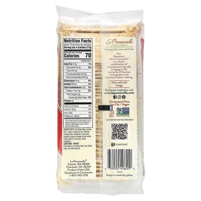 La Panzanella, мини-крекеры Croccantini, розмарин, 170 г (6 унций)