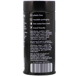 Hello, Таблетки с зубной пастой с активированным углем, свежая мята и кокосовое масло, 60 шт.