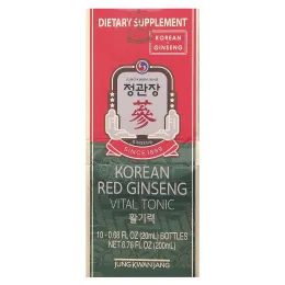 JungKwanJang, Жизненно важный тоник с корейским красным женьшенем, 10 флаконов по 20 мл (0,68 жидк. унц.)