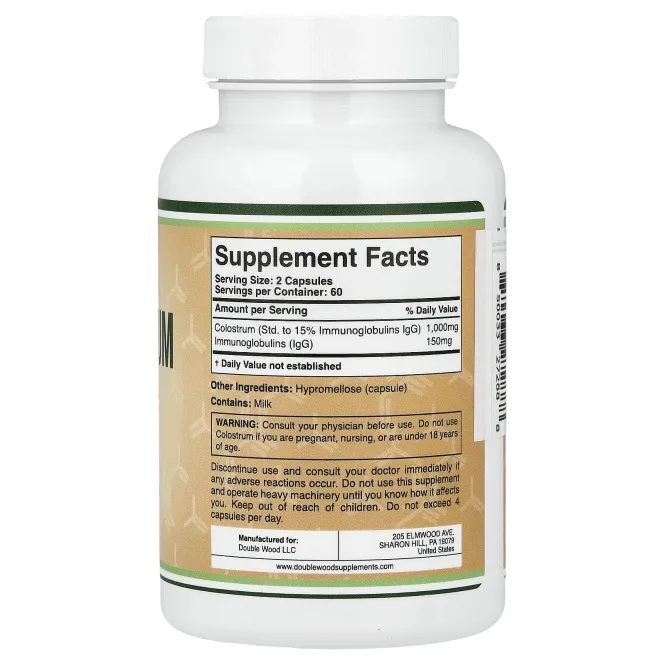 Double Wood Supplements, Молозиво, 120 капсул (500 мг на капсулу)