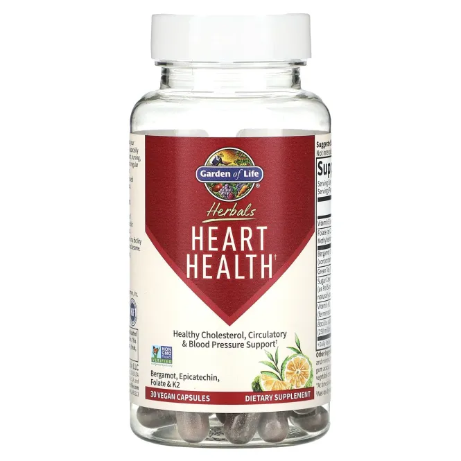 Garden of Life, Herbals, здоровье сердца, сладкий цитрус, 30 веганских капсул