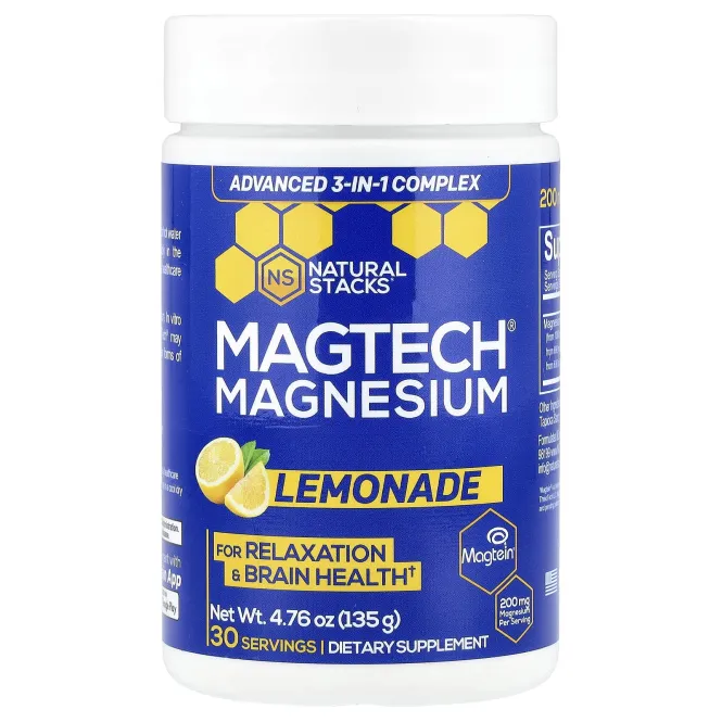Natural Stacks, MagTech®, магний, со вкусом лимонада, 135 г (4,76 унции)