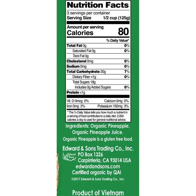 Native Forest, Edward & Sons, Native Forest, 100% Organic Pineapple Chunks, 14 oz (400 g)