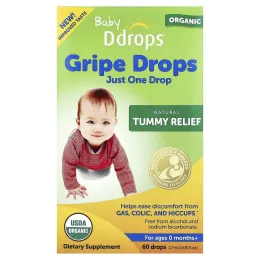 Ddrops, Baby, органические леденцы от укропа, для детей от 0 месяцев, 1,7 мл (0,06 жидк. унции)