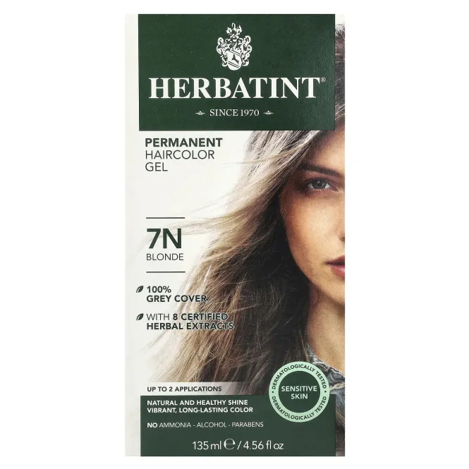 Herbatint, Перманентная краска-гель для волос, 7N, блондин, 4,56 жидкой унции (135 мл)