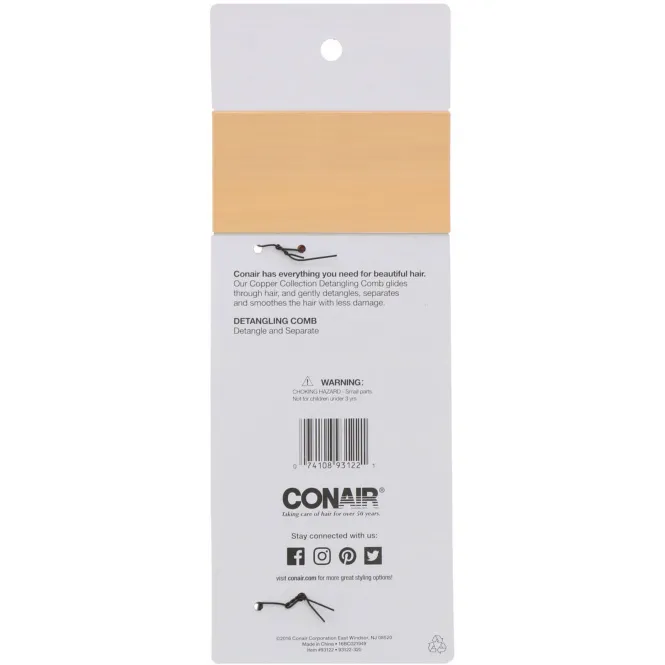 Conair, Медная коллекция, гребень для легкого расчесывания, 1 шт.