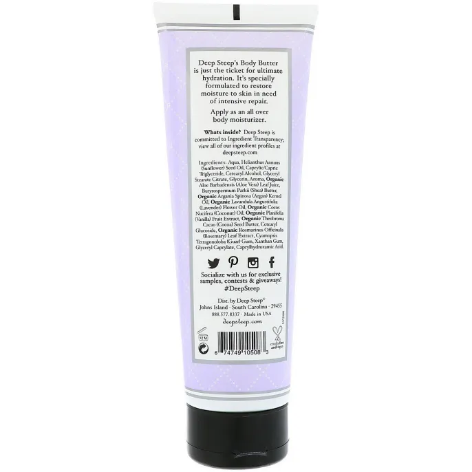 Deep Steep, Body Butter, Lavender Vanilla, 8 fl oz (237 ml)