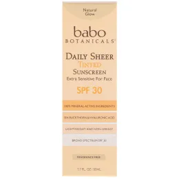 Babo Botanicals, Ежедневный прозрачный, солнцезащитный крем с оттенком, фактор защиты SPF 30, 50 мл