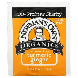 Newman's Own Organics, Herbal Tea, куркума и имбирь, без кофеина, 20 чайных пакетиков, 45 г (1,6 унции)