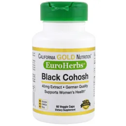 California Gold Nutrition, Клопогон Кистевидный, XT, EuroHerbs, 40 мг, VC MB, 60 карат