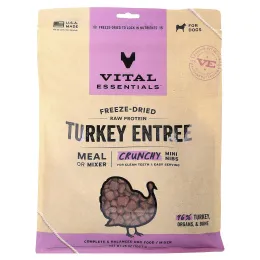 Vital Essentials, сублимированный сырой протеин, хрустящие мини-бобы, для собак, блюдо из индейки, 708,7 г (25 унций)