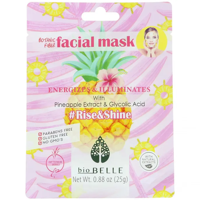 Biobelle, #Rise&Shine, тканевая растительная маска для лица, заряжает энергией и дарит сияние, 1 шт., 25 г (0,88 унции)