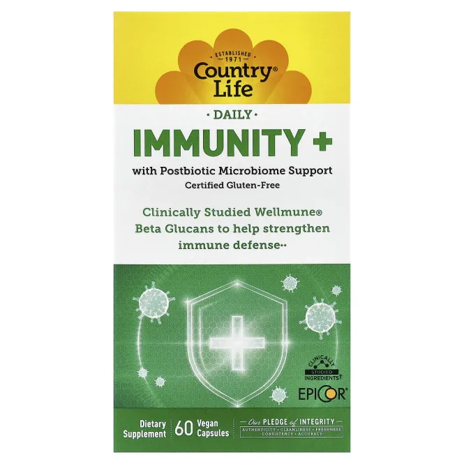 Country Life, Daily, Immunity+, 60 веганских капсул