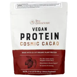Live Conscious, Vegan Protein, Cosmic Cacao, 484 г (1,07 фунта)
