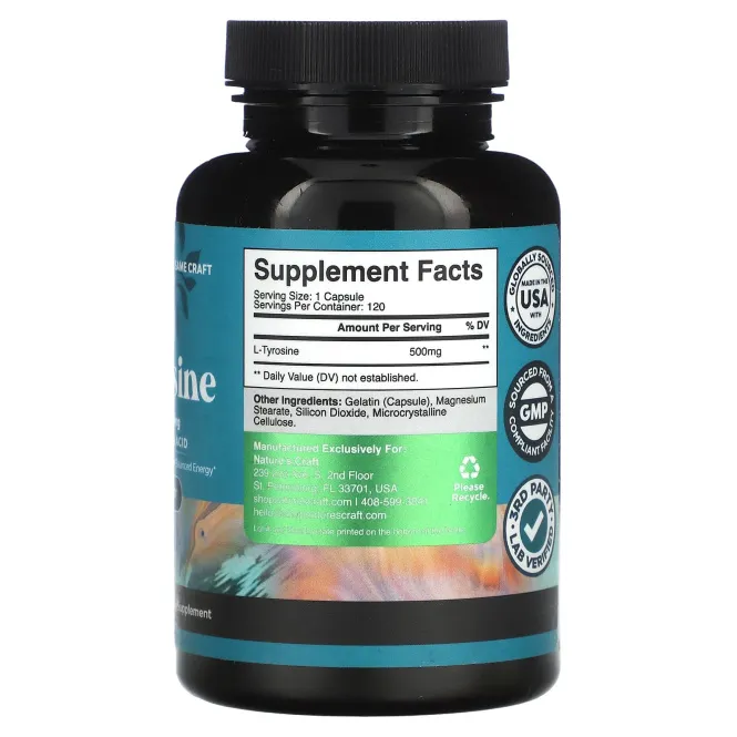 Nature's Craft, L-тирозин, 500 мг, 120 капсул