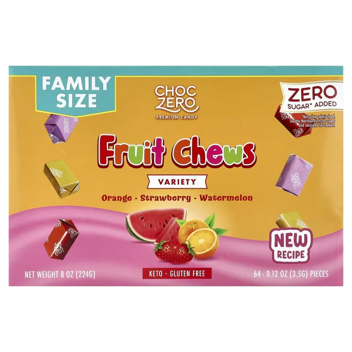 ChocZero, Фруктовые жевательные таблетки, разнообразные, 64 шт., 224 г (8 унций)