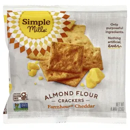 Simple Mills, Крекеры из миндальной муки, фермерский чеддер, 8 пакетиков по 23 г (0,8 унции)
