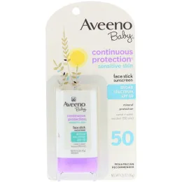 Aveeno, Солнцезащитный детский крем для лица широкого спектра с SPF 50 в форме стика, 0.5 унций (14 g)