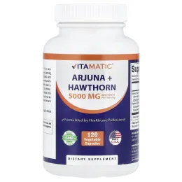Vitamatic, арджуна и боярышник, 120 растительных капсул
