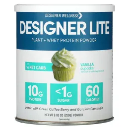 Designer Protein, Lite Protein, низкокалорийный натуральный протеин, ванильный кекс, 9,03 унц. (256 г)