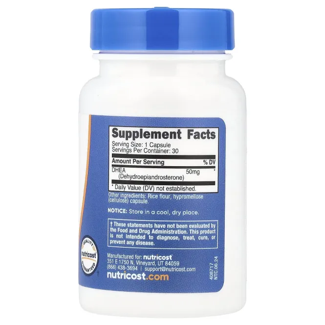 Nutricost, ДГЭА, 50 мг, 30 капсул