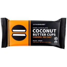 Eating Evolved, Горький шоколад, Рожки с кокосовым маслом, Карамель и морская соль, Два рожка, 1,5 унции (42 г)