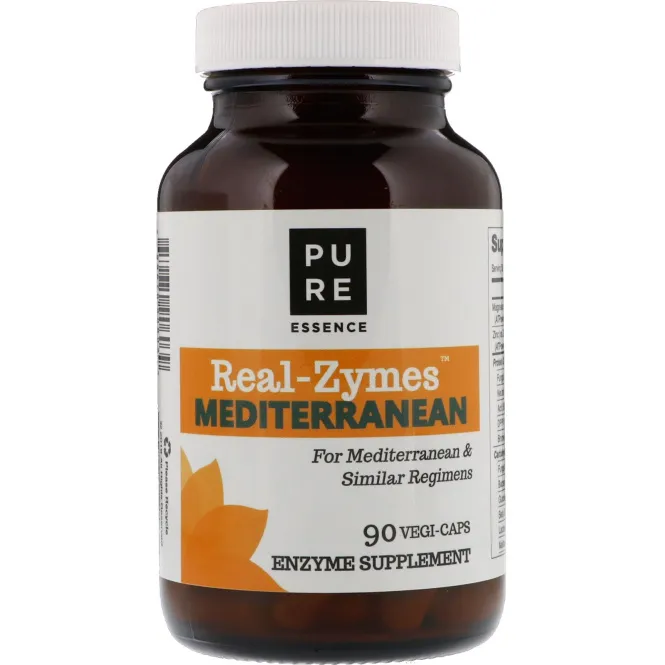 Pure Essence, Real-Zymes, средиземноморское питание, 90 капсул в растительной оболочке