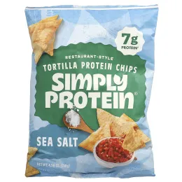 Simply Protein, ресторанные протеиновые чипсы из тортильи, с морской солью, 130 г (4,58 унции)