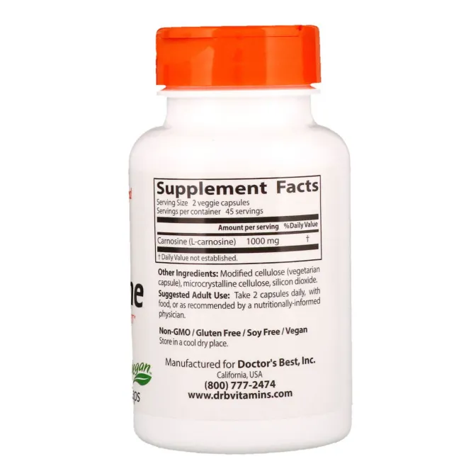 Doctor's Best, Карнозин, 500 мг, 90 вегетарианских капсул