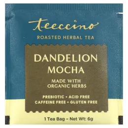 Teeccino, Жареный травяной чай, мокко из одуванчика, без кофеина, 25 чайных пакетиков, 150 г (5,3 унции)