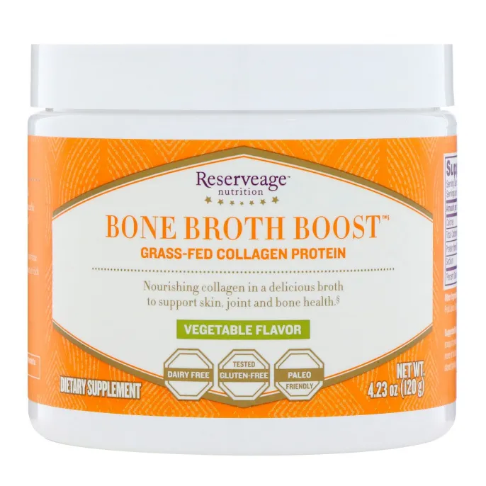 ReserveAge Nutrition, Bone Broth Boost, протеин коллаген от коров, вскормленных на подножном корме, со вкусом овощей, 4,23 унц. (120 г)