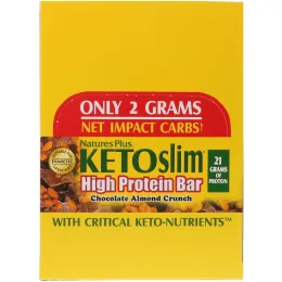 Nature's Plus, KETOslim, батончик с высоким содержанием протеина, шоколад и миндаль, 12 батончиков по 2,1 унции (60 г) каждый
