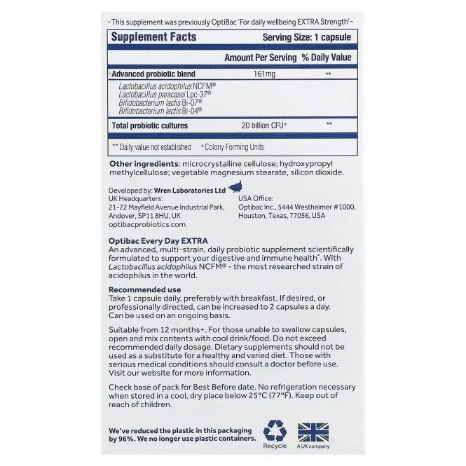 Optibac, пробиотики каждый день, 90 капсул