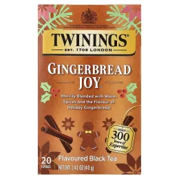 Twinings, ароматизированный черный чай, Gingerbread Joy®, 20 чайных пакетиков, 40 г (1,41 унции)