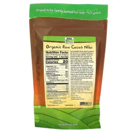 NOW Foods, Real Food, органические сырые ядра какао-бобов, 227 г (8 унций)