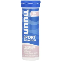 Nuun, Hydration, Sport, добавка с шипучими электролитами, клубничный лимонад, 10 таблеток