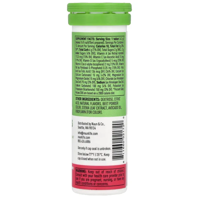 Nuun, Hydration, витамины, шипучая витаминная добавка, клубника и дыня, 12 таблеток