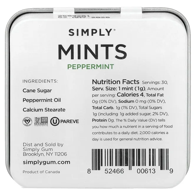 Simply Gum, Mints, перечная мята, 30 г (1,1 унции)