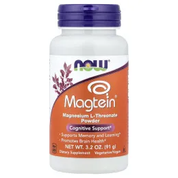 NOW Foods, Magtein®, L-треонат магния в порошке, 91 г (3,2 унции)