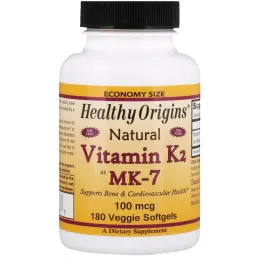 Healthy Origins Natural Vitamin K2 MK-7 (Витамин K2 в форме MK-7) 100 мкг, 180 капсул в растительной оболочке