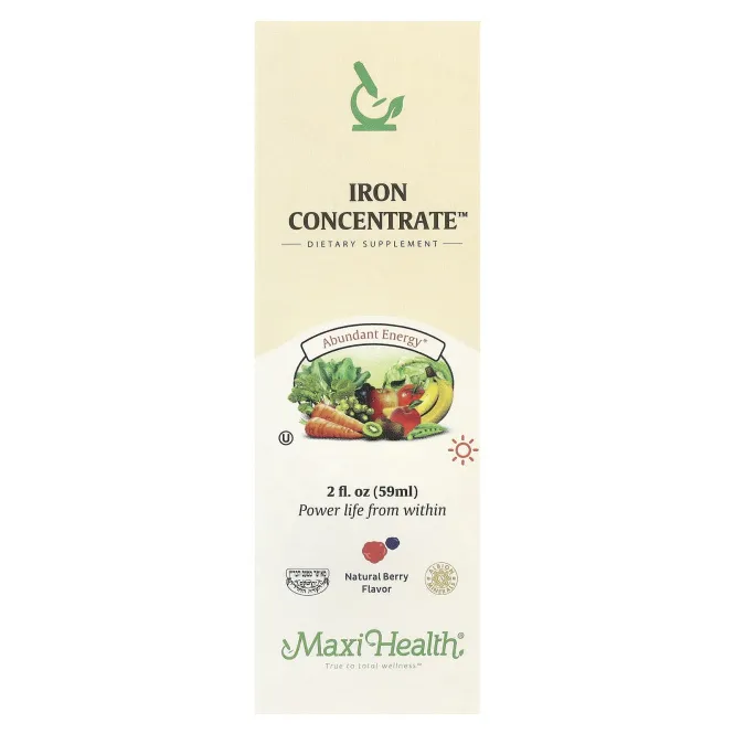 Maxi Health, Iron Concentrate ™, натуральные ягоды, 59 мл (2 жидк. Унции)