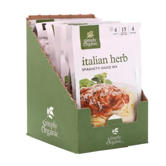Simply Organic, Итальянские травяной соус для спагетти 12 пакетиков, 1.31 унции (37 г) каждый