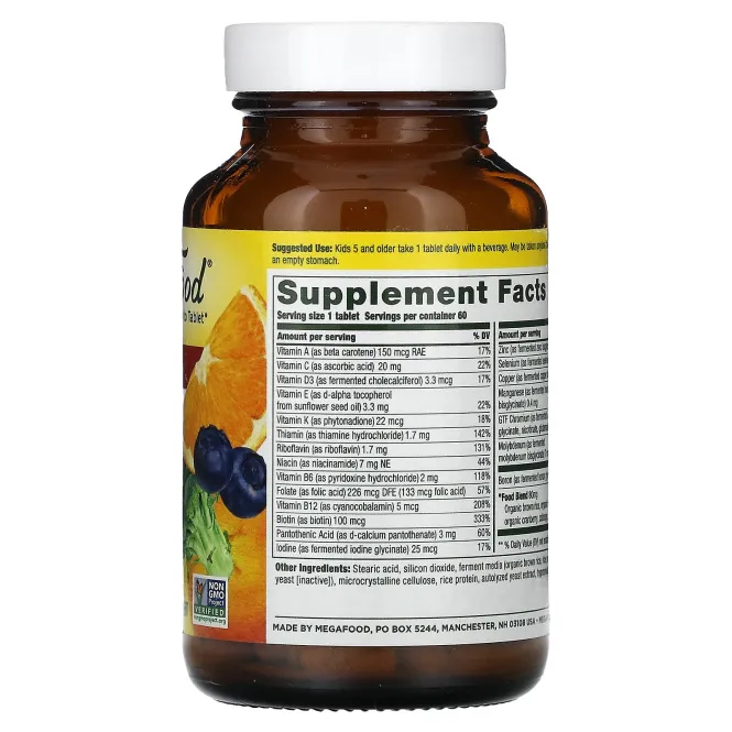 MegaFood, Kids One Daily, Мультивитамины для детей, 60 таблеток