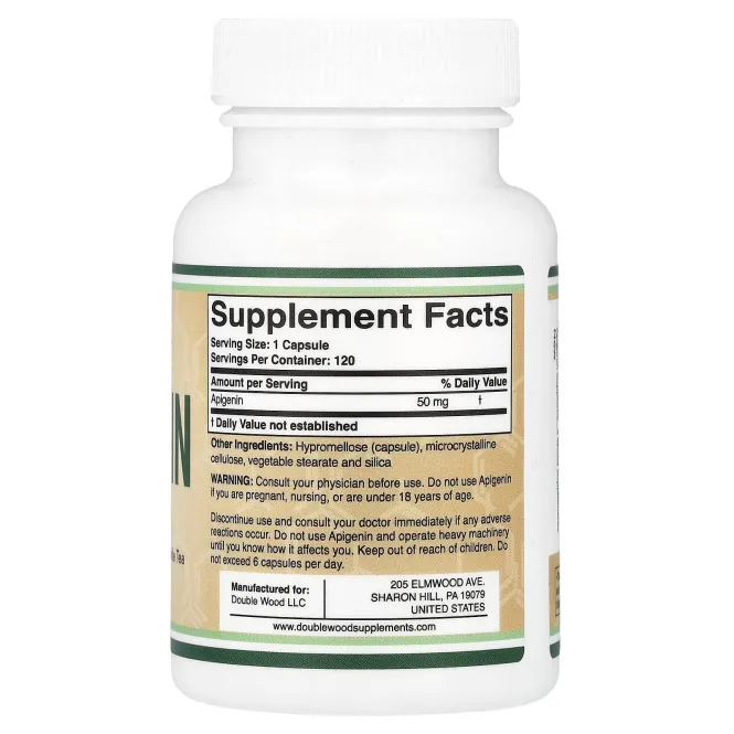 Double Wood Supplements, Apigenin, 50 mg, 120 Capsules
