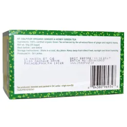 St. Dalfour, Органический зеленый чай, имбирь и мед, 25 чайных пакетиков, по 0,07 унц. (2 г) каждый